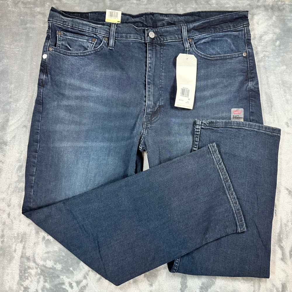 Levis 514 Straight Fit Jeans Mens 40x30 Dark Wash Blue Denim 005141403